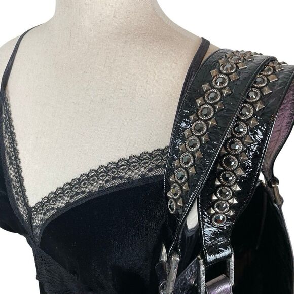 Kippys Y2K Iridescent Holo Leather Swarovski Crystal Embellished Shoulder Bag - Picture 14 of 16